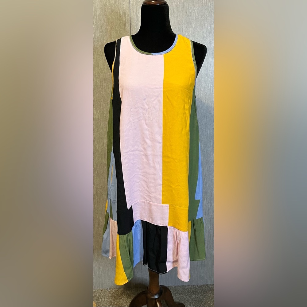 DOLAN Anthropologie Left Coast Audra Drop Waist Colorblock Dress size L - Picture 6 of 16